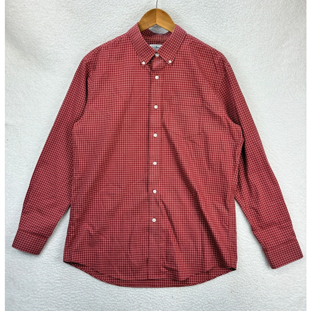 L.L.Bean Button Down Shirts Men's L Red Green Plaid Long Sleeve Casual Lot of 5 - Picture 3 of 16
